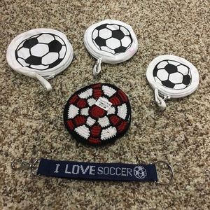 Soccer lovers alert! 4 key chains & coin bags